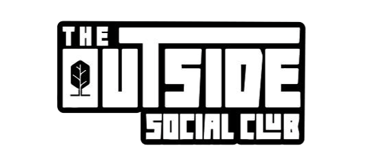 Logo of The Outside Social Club featuring a tree icon and bold white text on a black background.