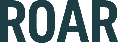 Close-up of the word 'ROAR' in bold, dark letters.