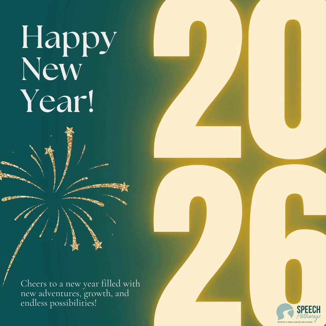 🎉HAPPY NEW YEAR!!!!🎉

🤩We're wishing you all a bright new year full of progress, growth and many goals achieved! 

🫶Thank you to everyone who has continued to support us this past year! We LOVE being able to provide communication and swallowing s