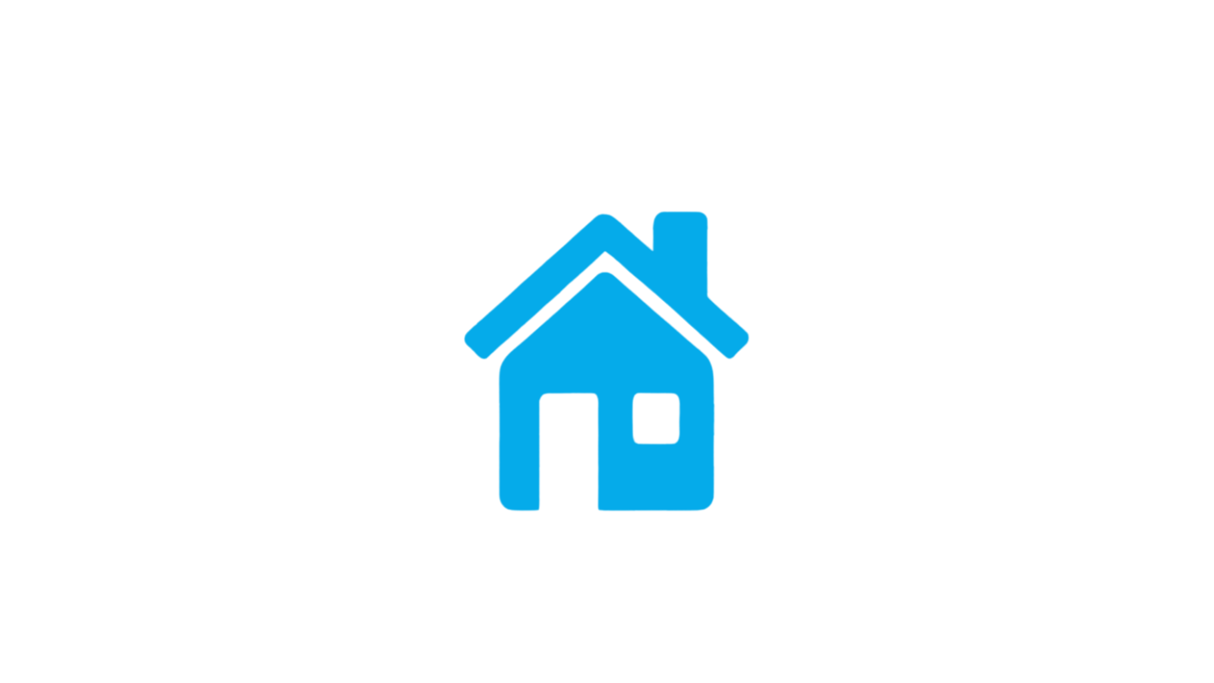 A logo with a black background and a blue house icon in the center.