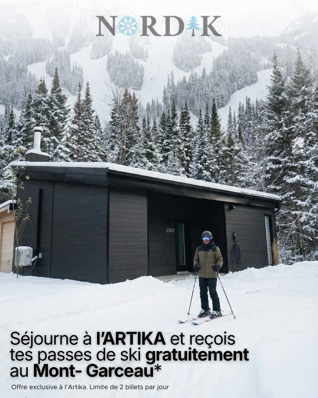 Pour lancer la saison de ski, on vous propose une promotion exclusive au chalet Artika 🎿❄️

Chaque r&eacute;servation au chalet ARTIKA inclut deux passes de ski par jour pour profiter du Mont Garceau. 

Vous n&rsquo;avez qu&rsquo;&agrave; r&eacute;s