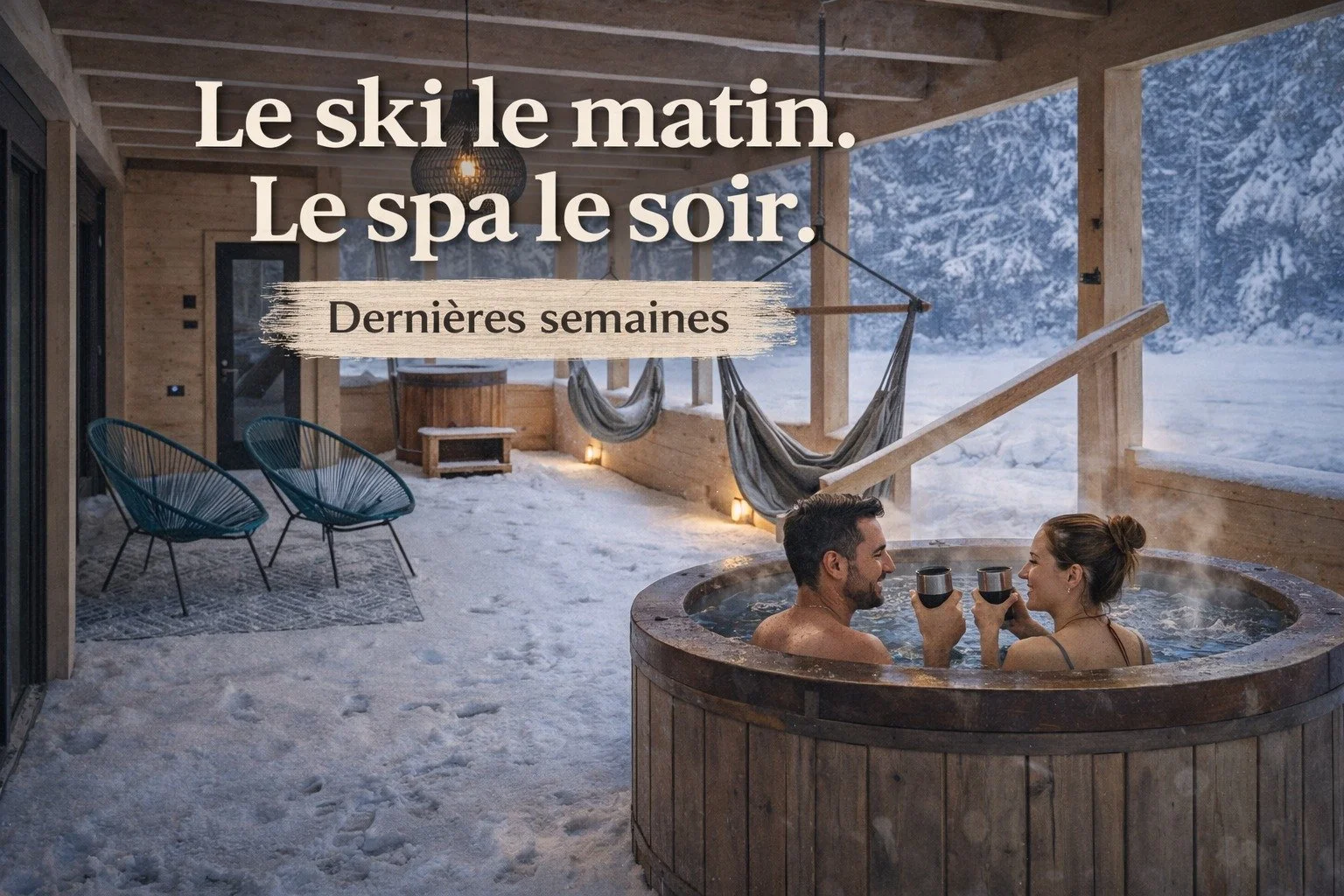 Le ski le matin.
Le spa le soir. 🔥

C&rsquo;est &ccedil;a, le luxe du printemps.

❄️ Quelques descentes sous le soleil
🌲 Le calme de la nature
💧 Un spa chaud juste pour vous

Un moment parfait pour d&eacute;crocher&hellip; avant la fin de la saiso
