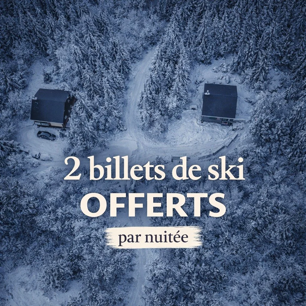 🎿 2 billets de ski OFFERTS par nuit&eacute;e

Le ski le matin.
Le spa le soir.

Profitez des derni&egrave;res semaines de la saison dans un chalet nordique en pleine nature ❄️

✔️ Spa priv&eacute;
✔️ Chalet chaleureux
✔️ Acc&egrave;s rapide au Mont-