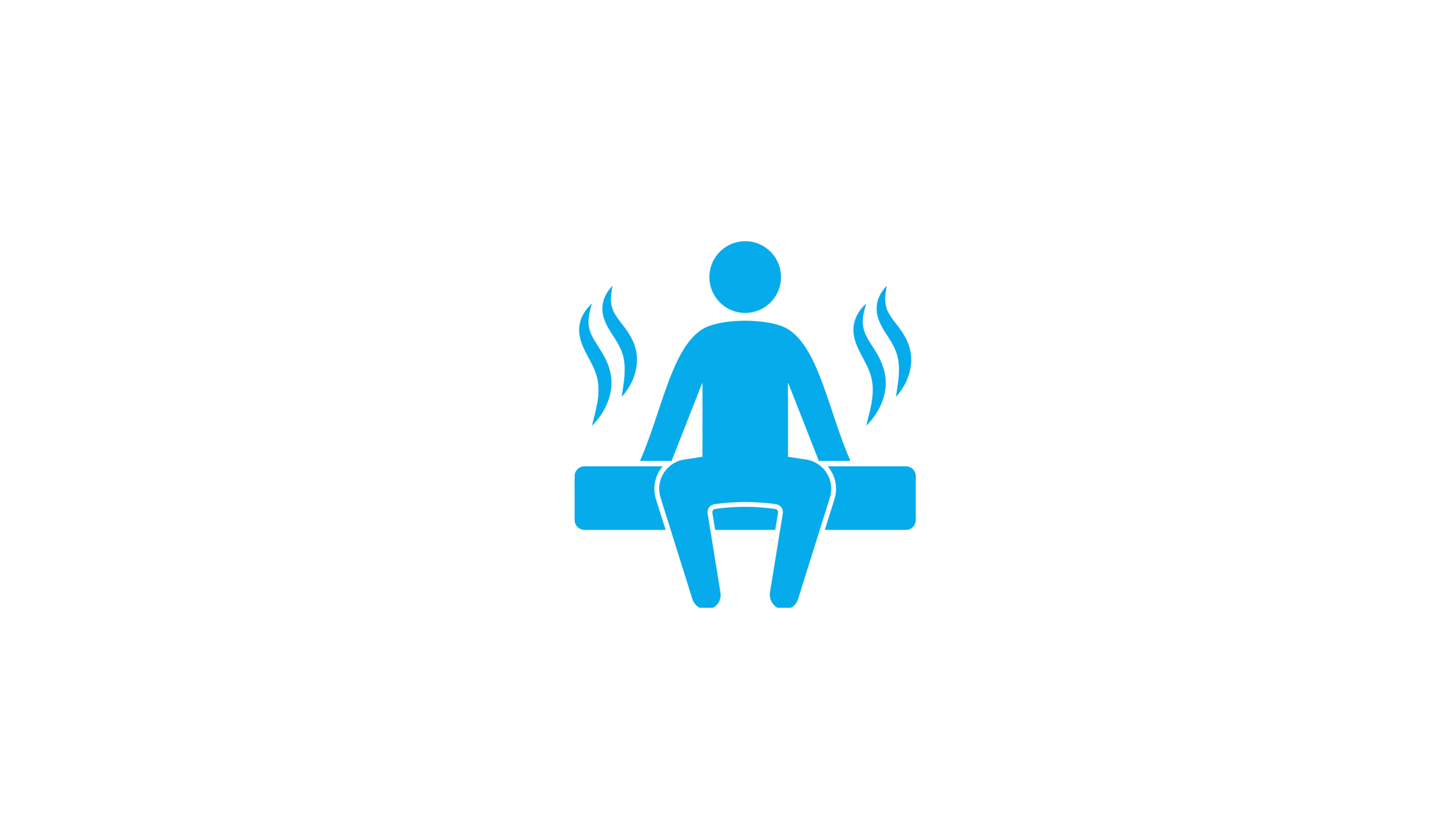 Icon of a person sitting on a bench or chair, with wavy lines indicating heat or warmth.