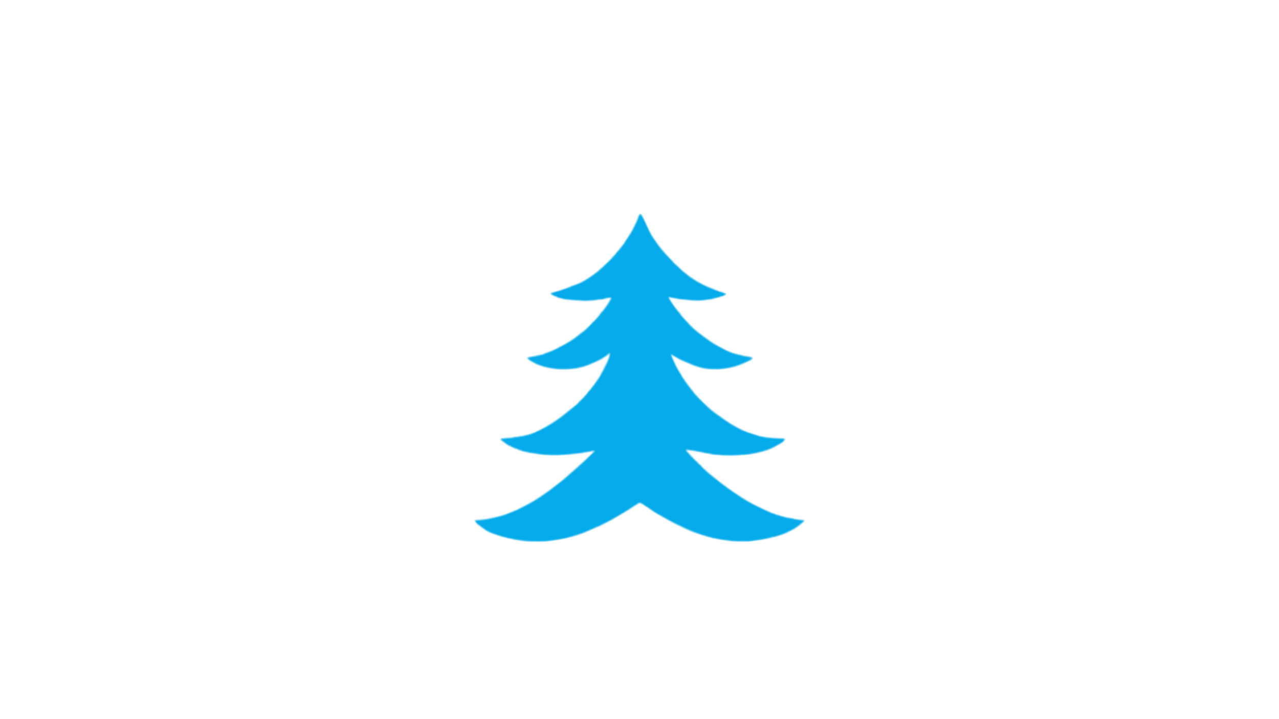 Glitched image showing two blue pine trees on a black background, with distorted horizontal streaks and color artifacts.