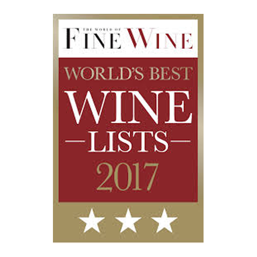 Cover of a wine guidebook titled 'The World of Fine Wine: World's Best Wine Lists 2017' with three stars at the bottom.