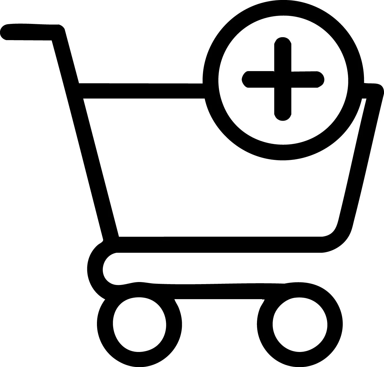 Shopping cart icon with a medical cross symbol indicating pharmacy or healthcare shopping.