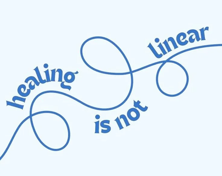 ⭐Healing isn't linear⭐
And therapy isn't about making sure you never struggle again.

Some weeks, you'll feel lighter. You'll notice yourself setting a boundary, speaking more kindly to yourself, or reacting differently than you used to.

Other weeks