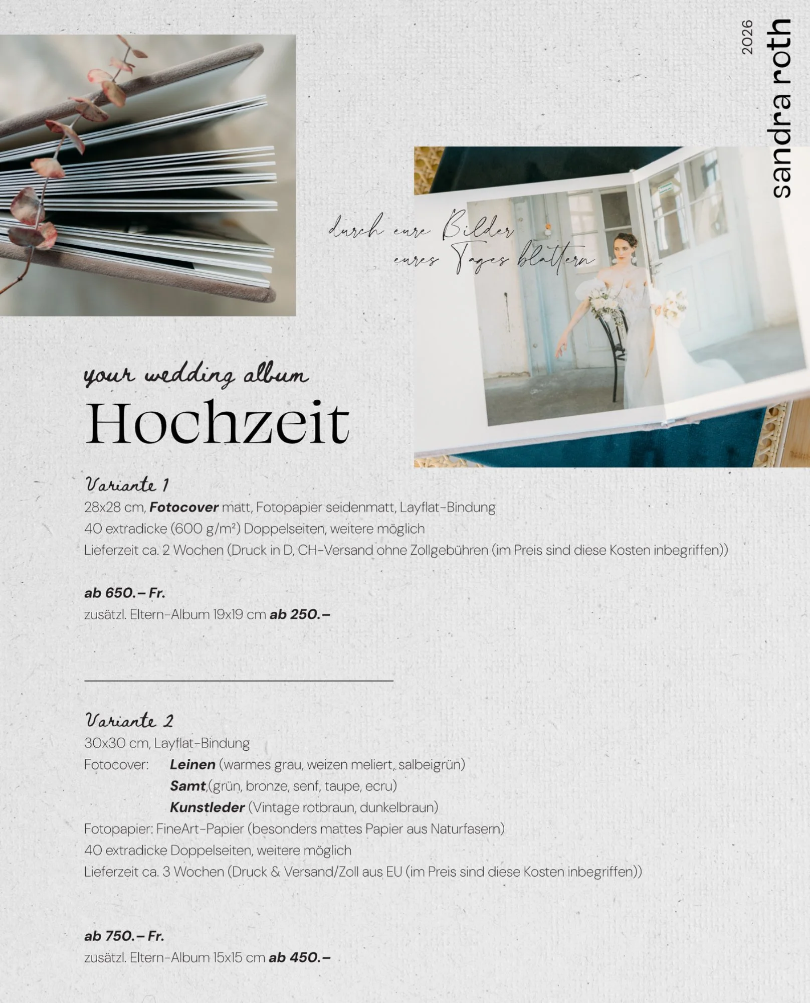 Angebote für ein Hochzeitsalbum
