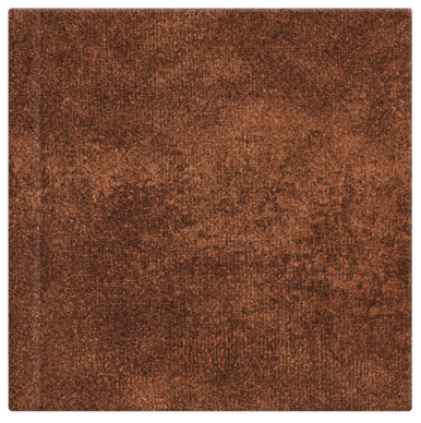 Ein braunes, quadratisches Album mit strukturierter Oberfläche.