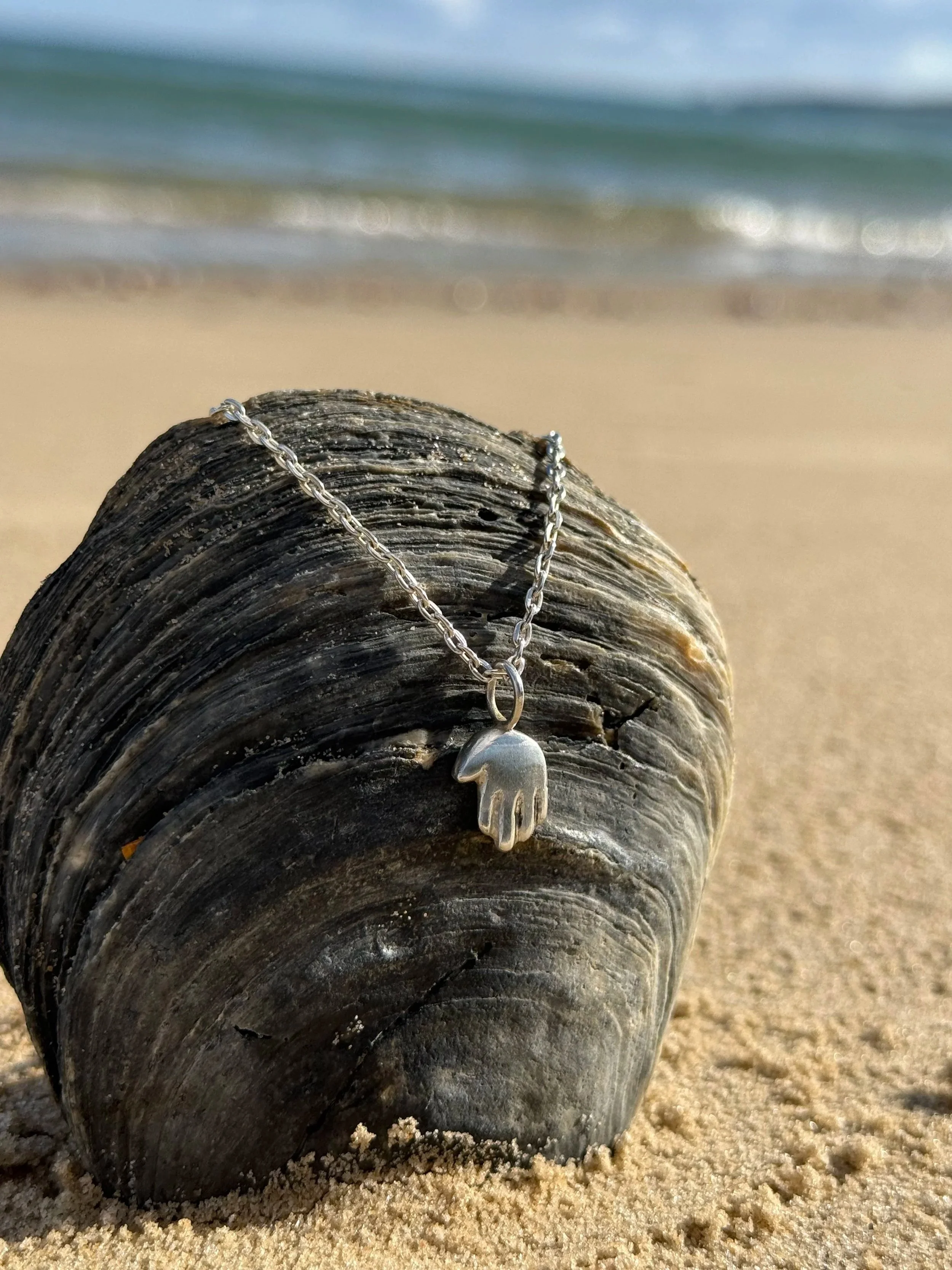 Solid Silver Hand Necklace