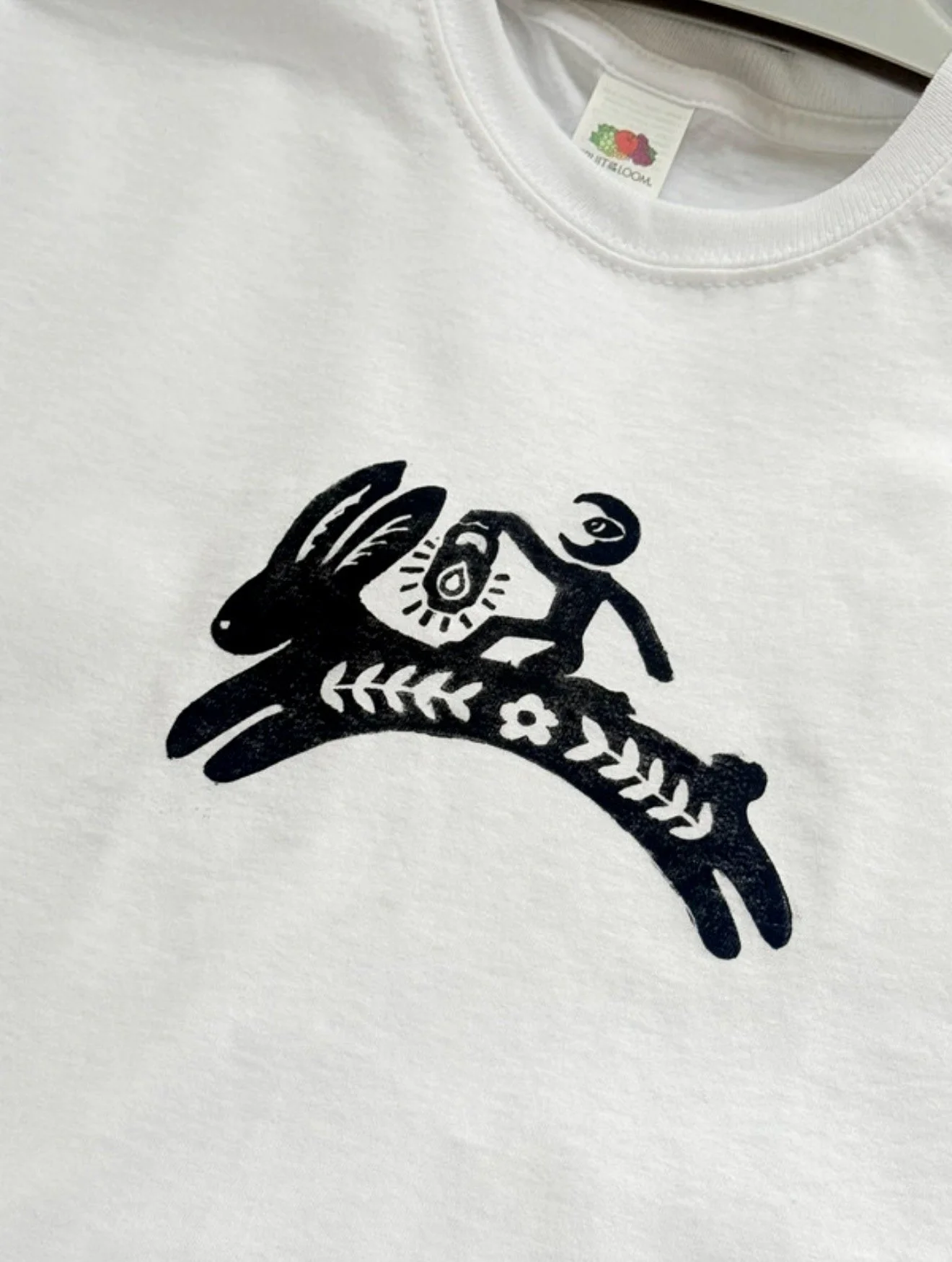Moon and Bunny Graphic Print T-shirt