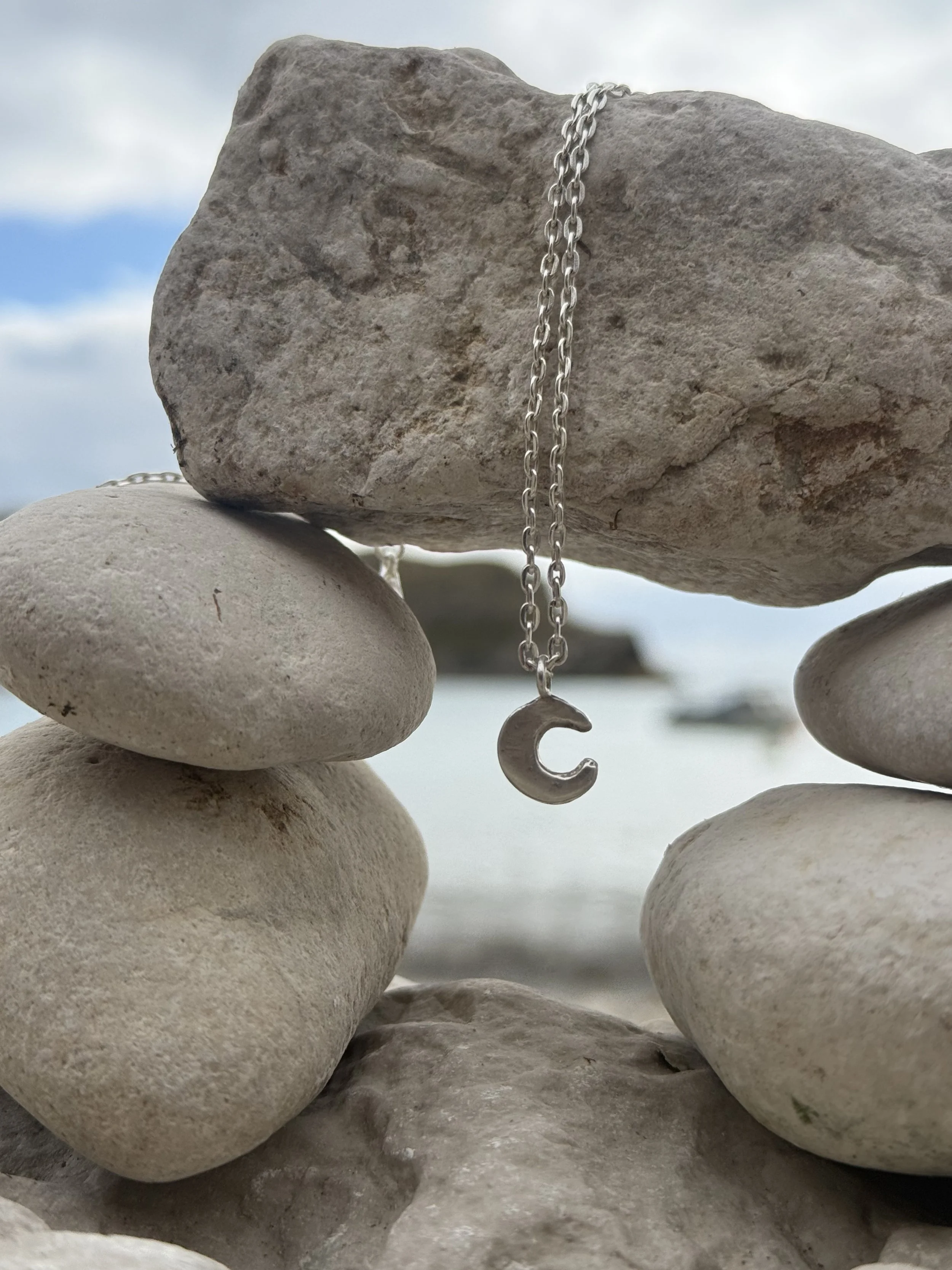 Solid Silver Moon Necklace