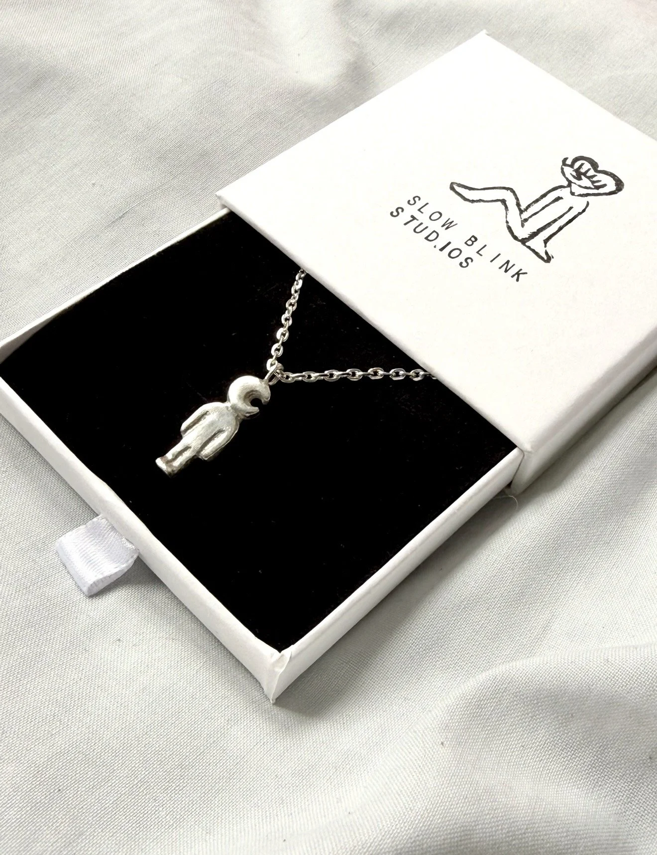 Solid Silver Moon Man Necklace