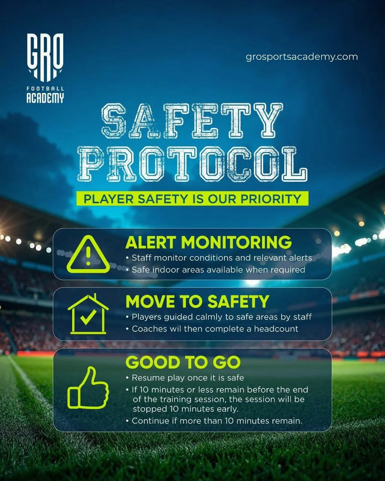 SAFETY PROTOCOL
PLAYER SAFETY IS OUR PRIORITY ‼️