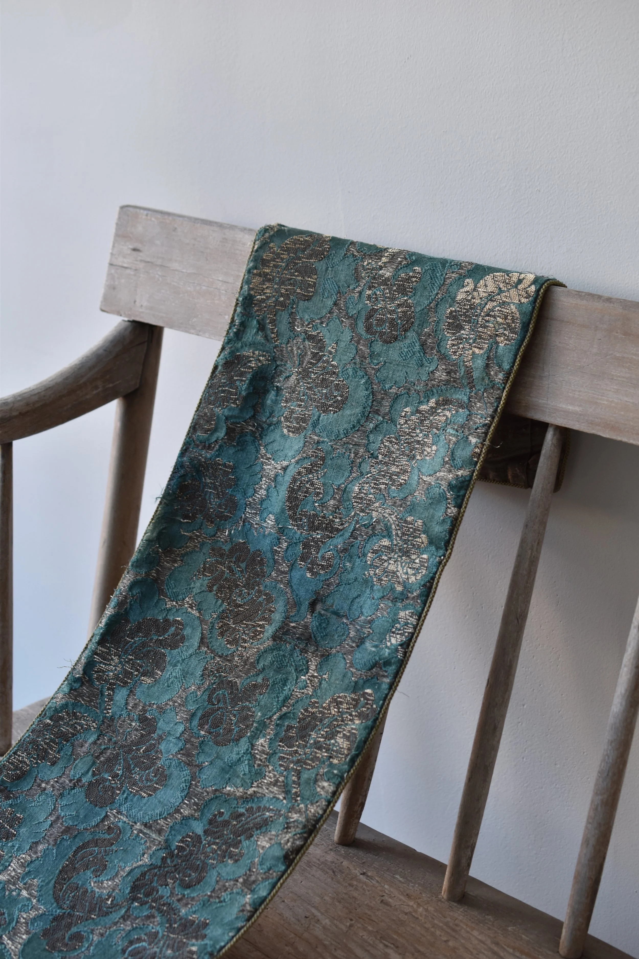 Antique Silver Thread & Silk Table Runner