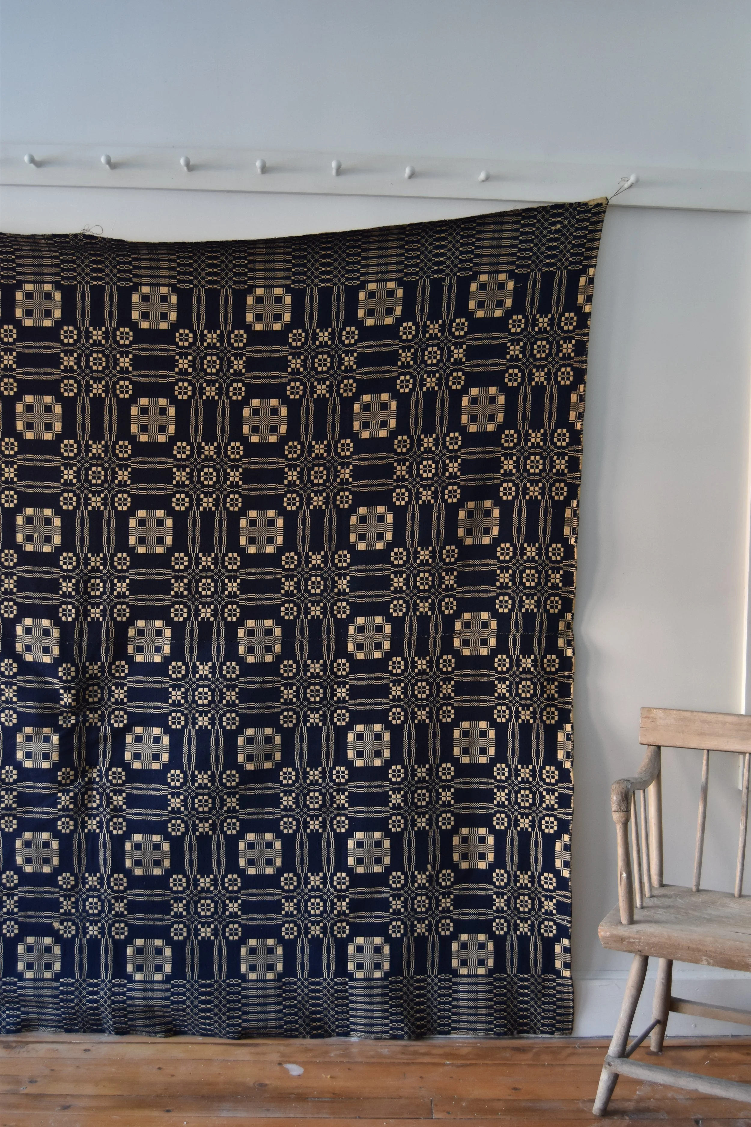 Antique Indigo Overshot Coverlet