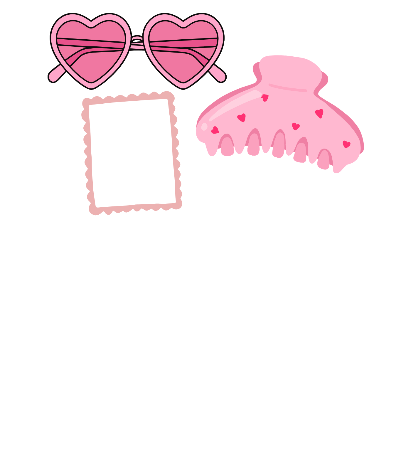 glasses, claw clip and photo frame
