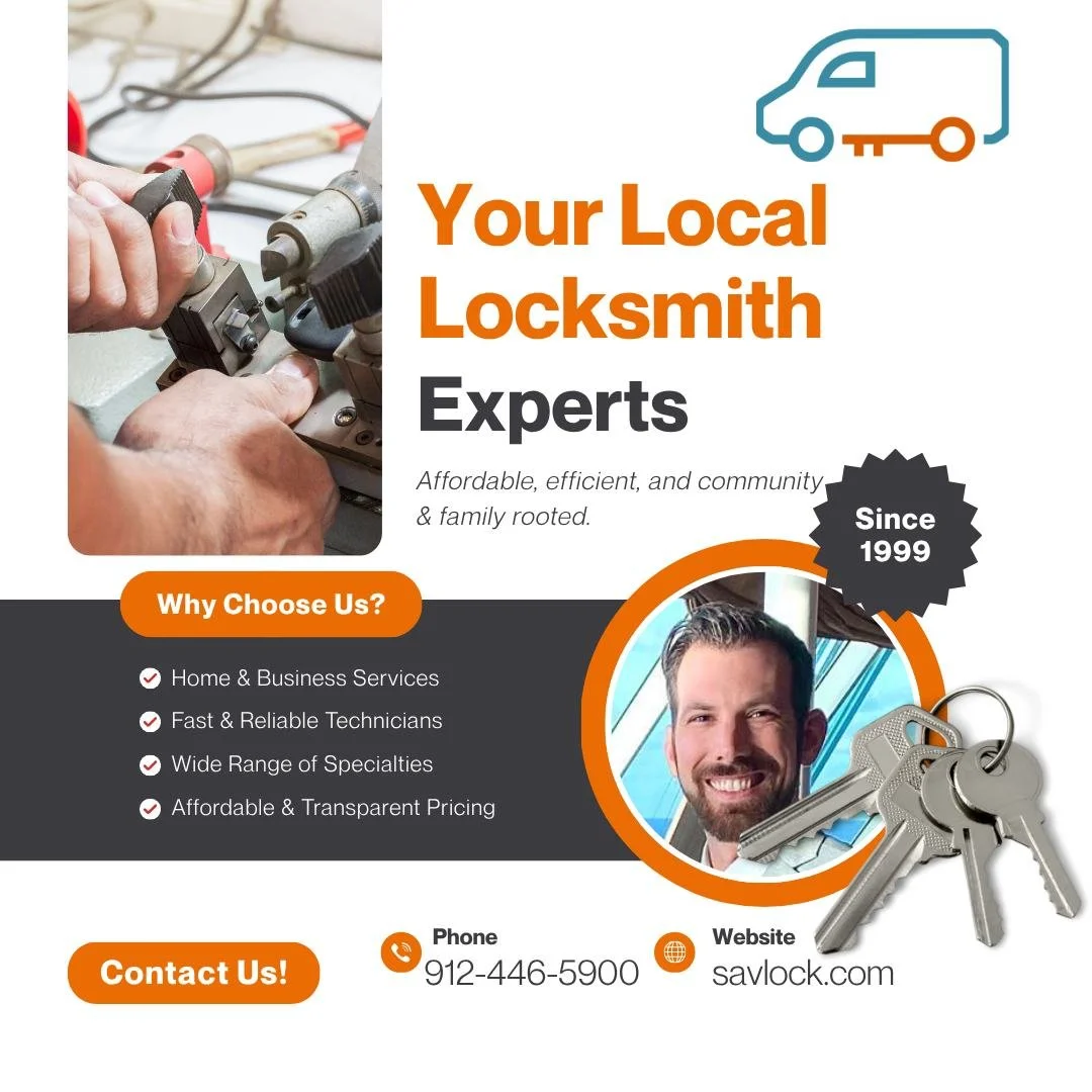 Your Local Locksmith Experts! A trusted source for residential &amp; commercial services. Family-rooted, transparent, and dedicated to keeping Savannah safe one lock at a time.

✔ Home &amp; Business Services
✔ Fast, Reliable Technicians
✔ Affordable