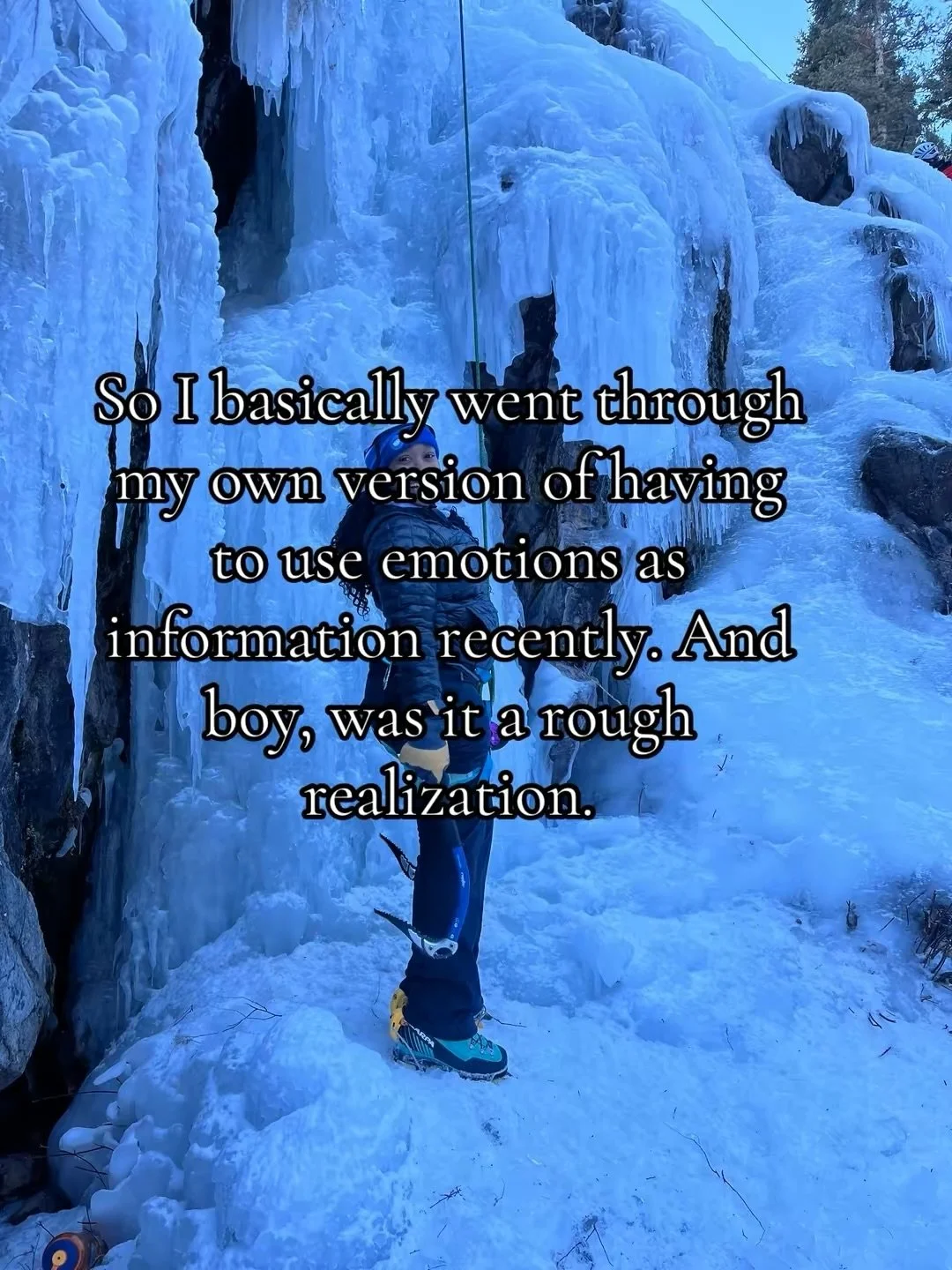 Day 1! Not really a spicy take but it is very real, very recent lived experience. That one is always hard for me to share. No edits, just free writing on the treadmill 😆. 

#somaticexperiencing #emotionsasinformation #iceclimbing #coloradohealing #h