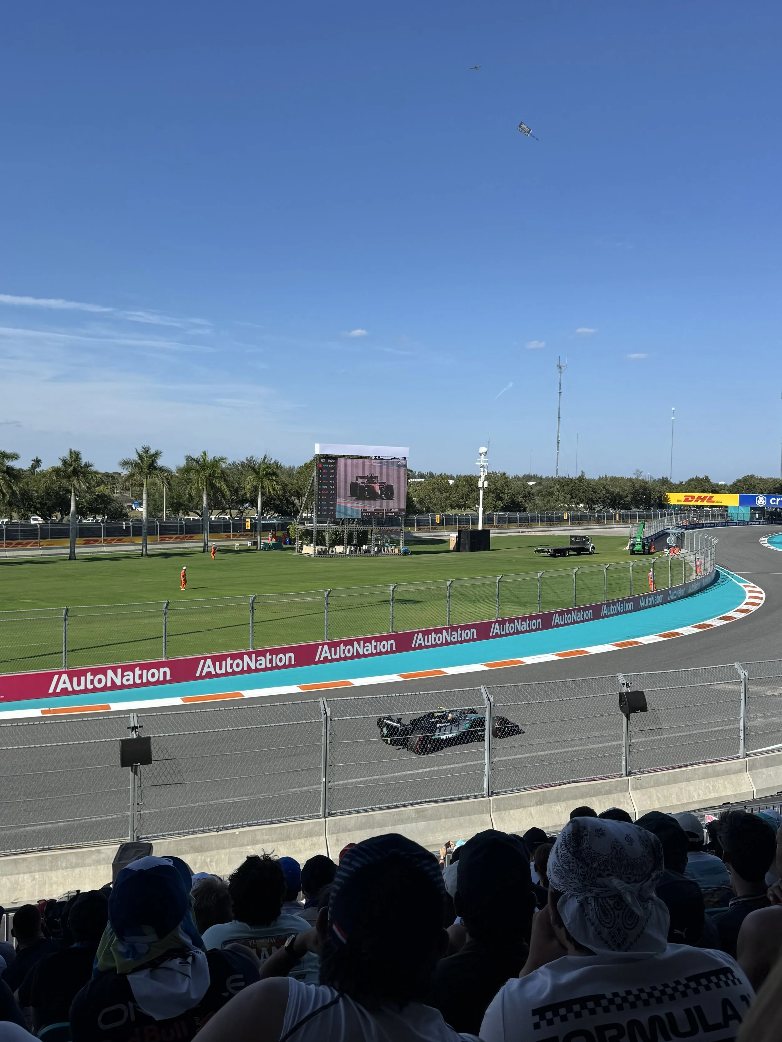 Miami Grand Prix race track turn with cars racing