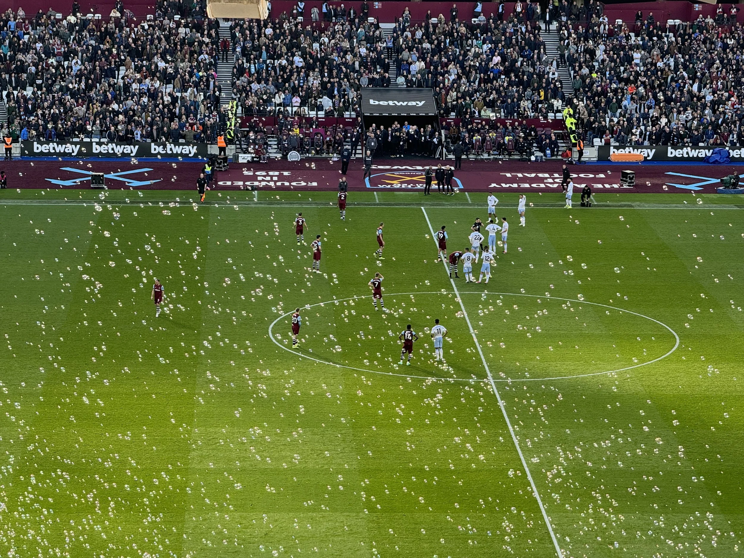 West Ham match bubbles on the pitch