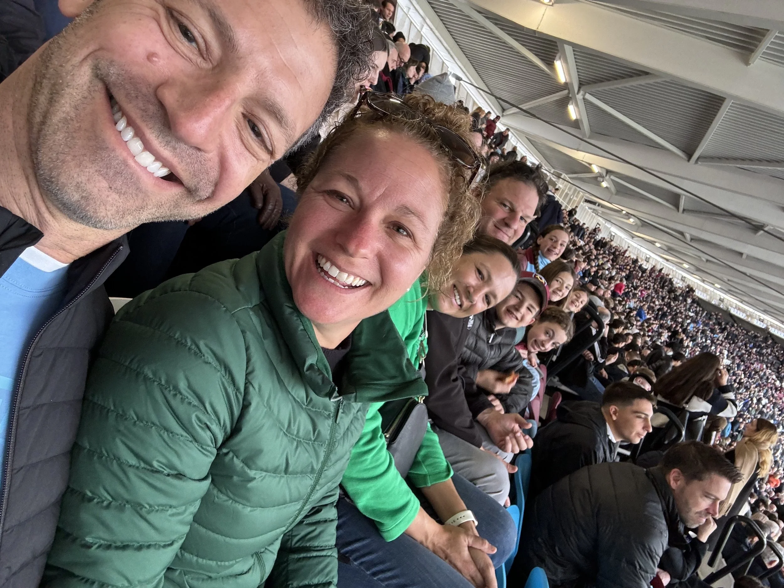 Framily selfie in West Ham stadium stands