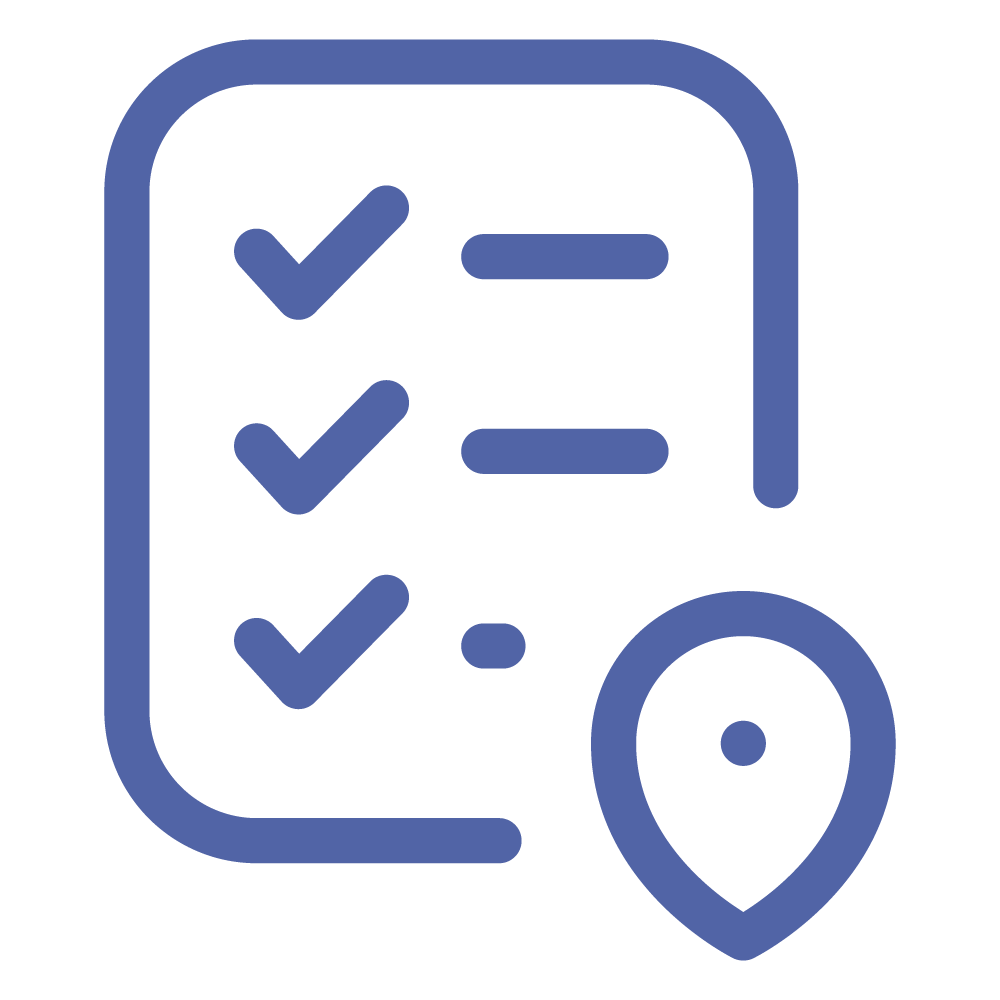 Icon of a checklist and map pin indicating navigation or location.