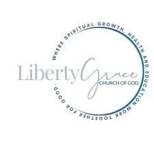 Logo for Liberty Grace Church of God featuring a circular design with the words 'Where spiritual growth, health, and education work together' around the circle and the church's name in the center.