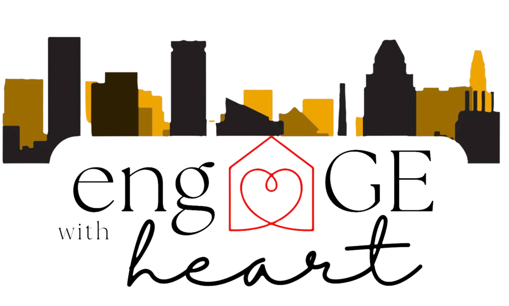 The EngAGE with Heart logo featuring a city scape.