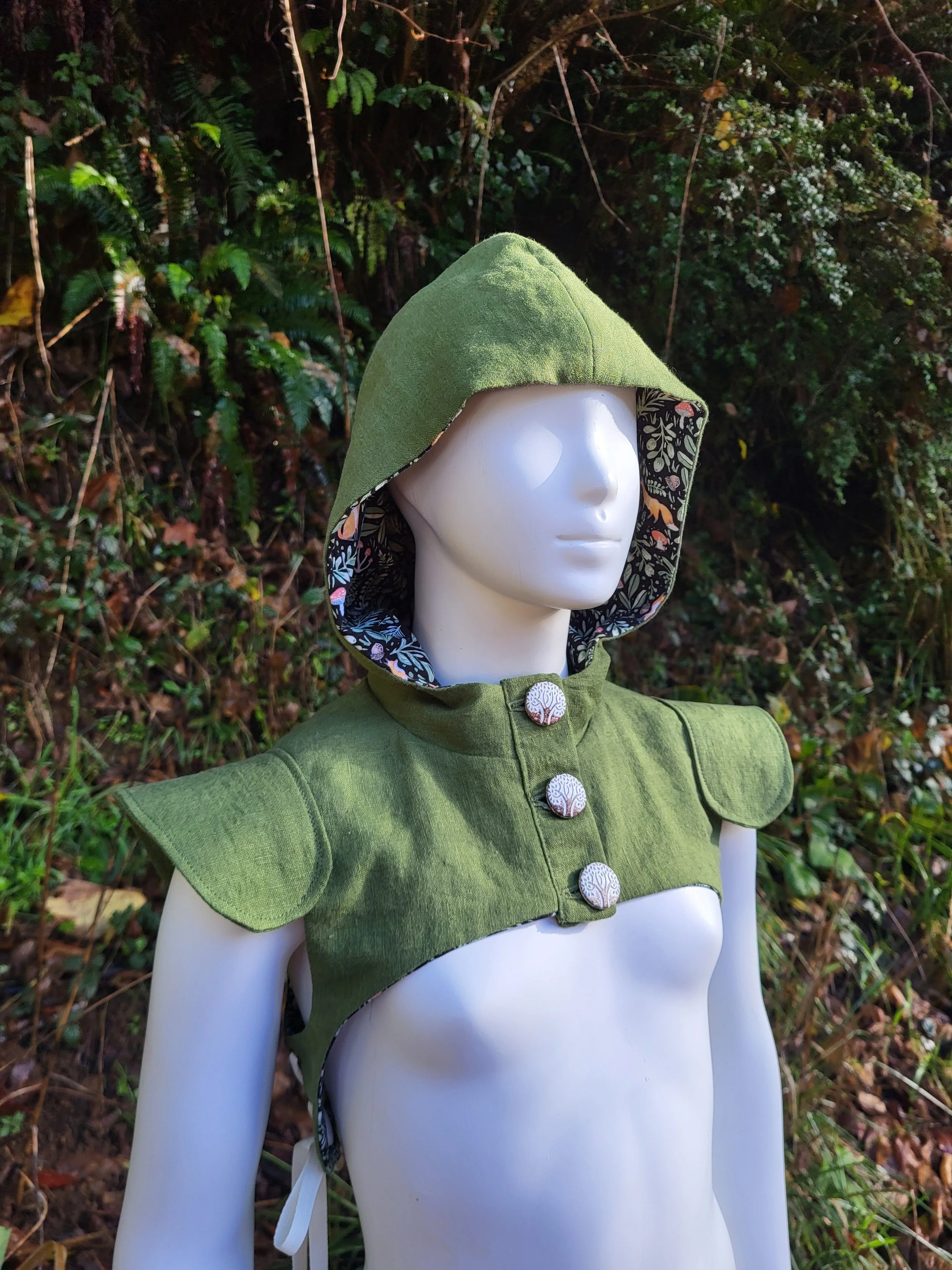 Ladies Elven Hooded Short Vest - 31"-33" Bust