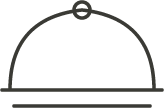 Outline drawing of a cloche cover with a platter underneath