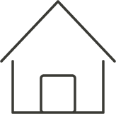 Outline of a house with a pitched roof and a door