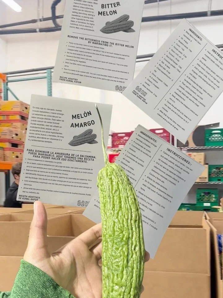 Have you eaten bitter melon before? 

Sometimes, uncommon ingredients are donated to us, and can leave our recipients unsure what to do with it. To help them maximize the ingredient, we have started providing recipe cards! Some recipes are provided b