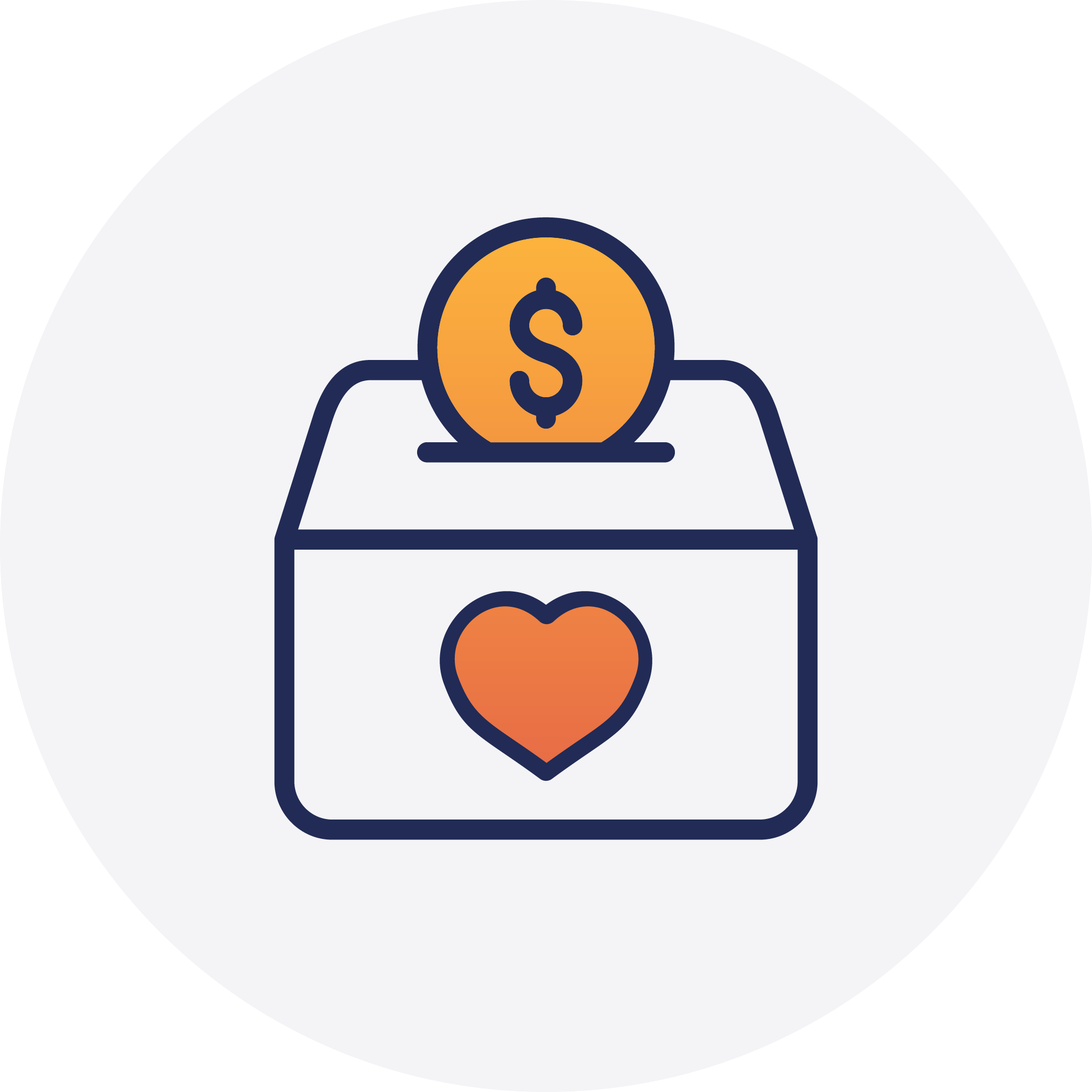 icon of donation box in gray circle