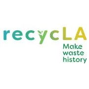 Recycling logo with the text 'recycleLA' and the slogan 'Make waste history'.