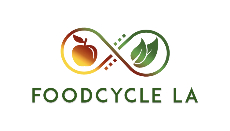 Logo of FoodCycle LA featuring a stylized pumpkin and the text 'FOODCYCLE LA' in green.