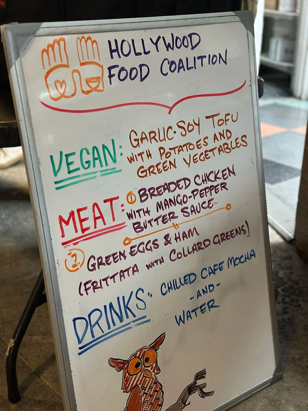 HoFoCo menu on whiteboard