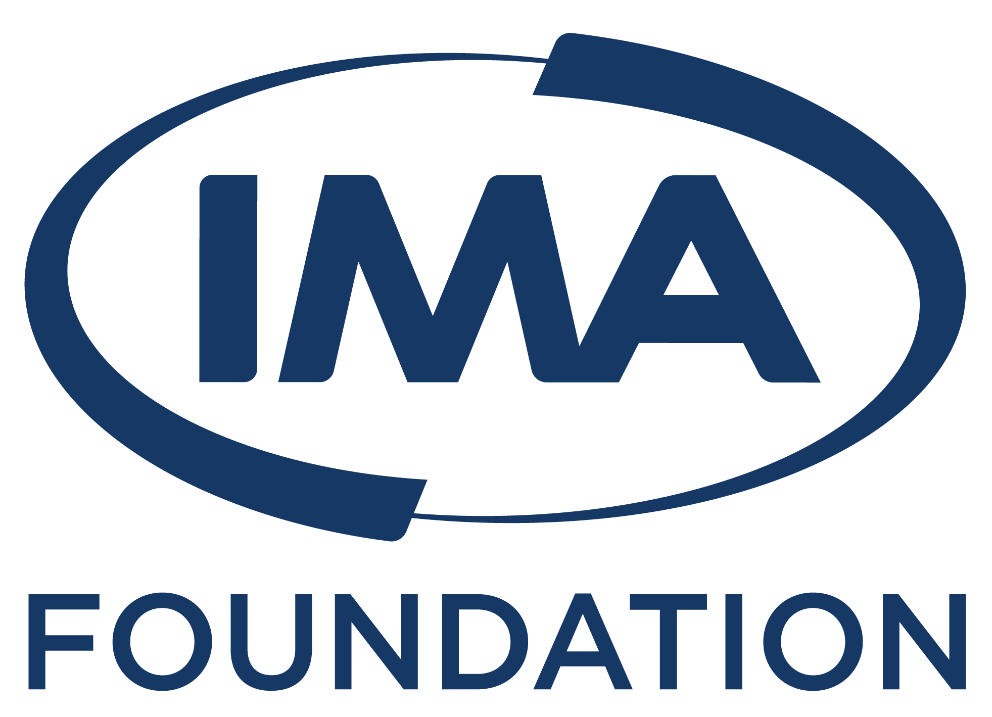 The logo of the IMA Foundation, featuring the word 'IMA' inside an oval with a stylized swoosh, and the word 'FOUNDATION' below.