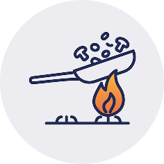 icon of frying pan over fire