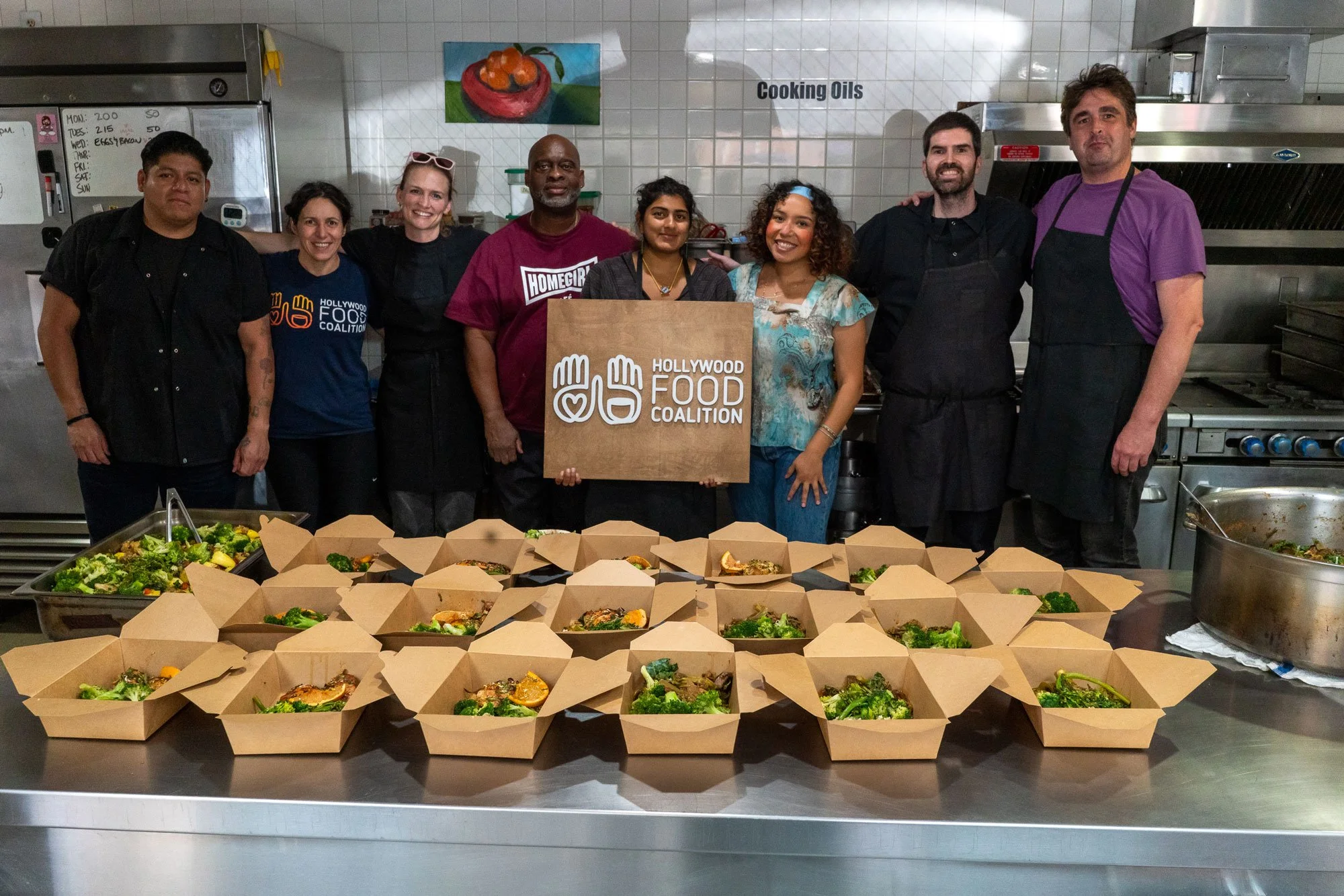 Group of HoFoCo volunteers with dinner