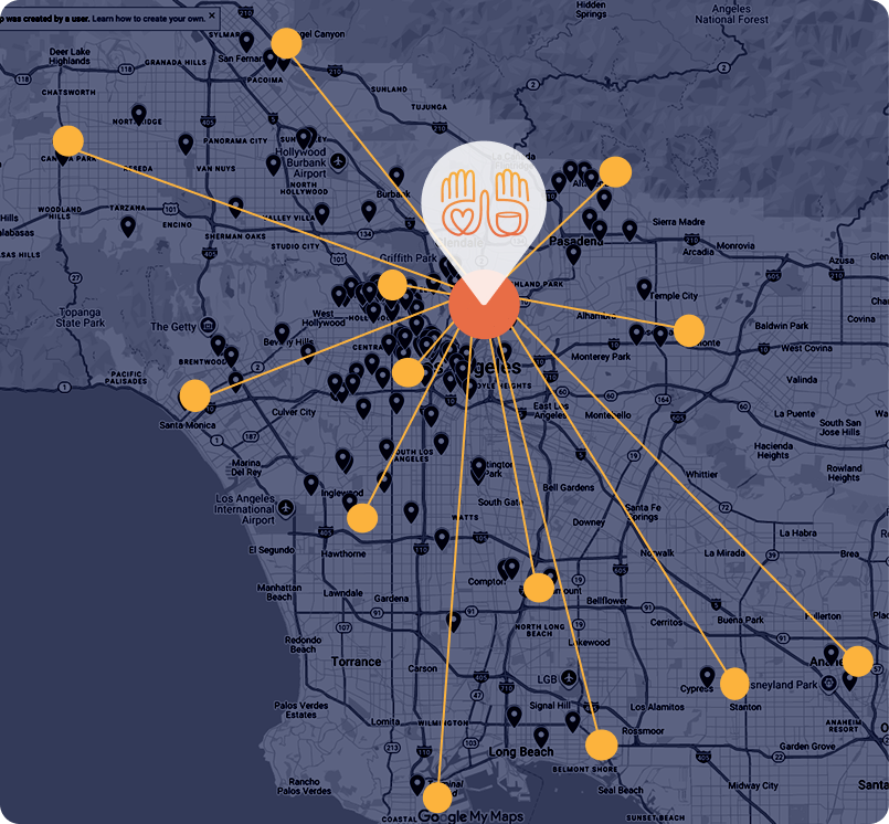 Map of LA with pins for HoFoCo partners