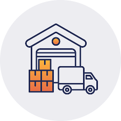 icon of truck in front of warehouse
