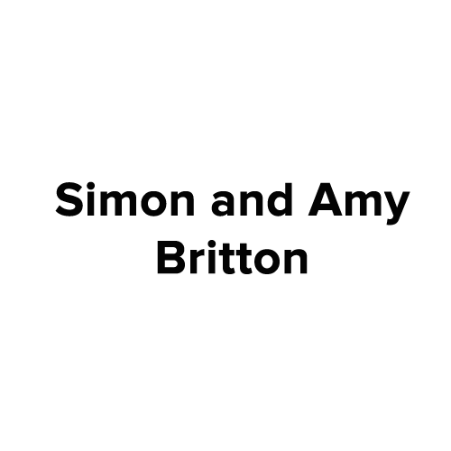 Text reading "Simon and Amy Britton" on a plain white background.