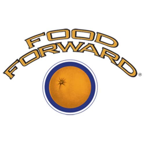 Logo with the words 'Food Forward' arched above a stylized orange with a blue outline and a small star-shaped blemish.