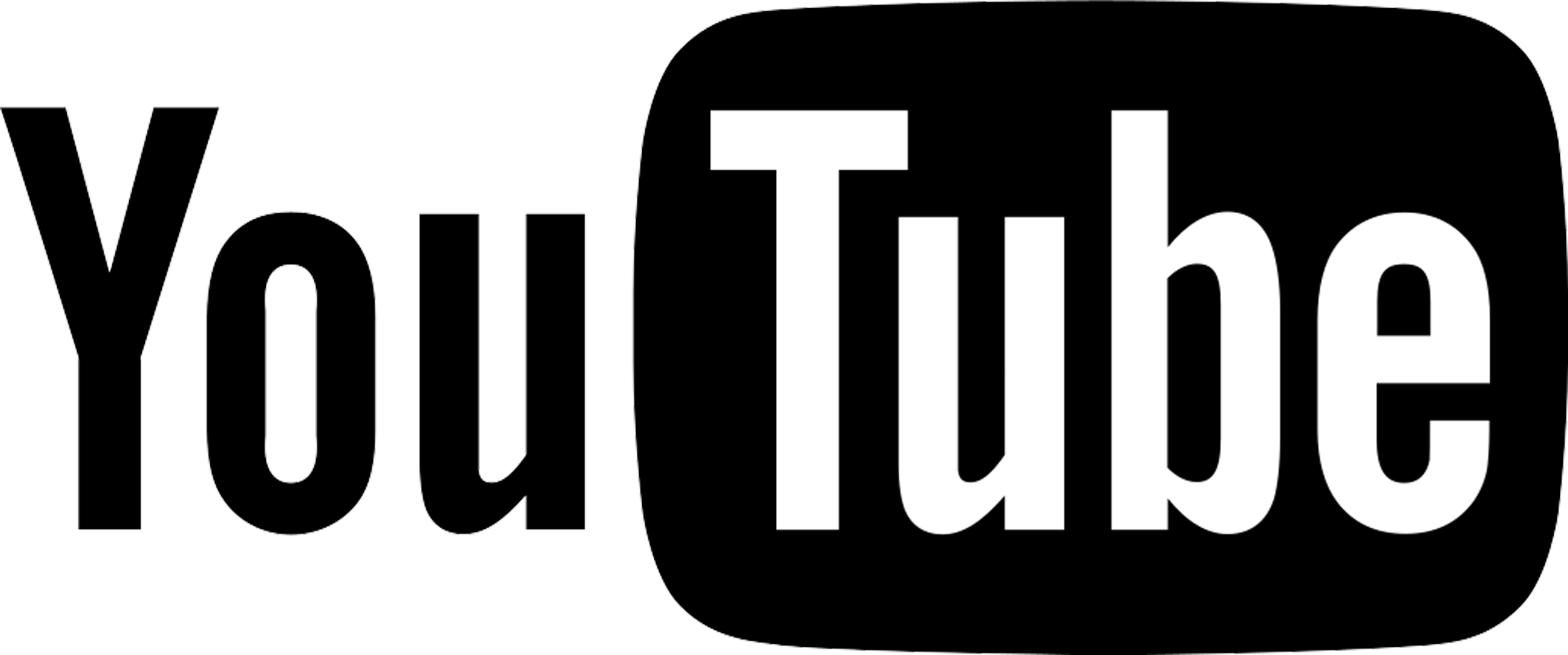 Black and white YouTube logo with the word 'You' in black on the left and 'Tube' in white on a black background on the right.