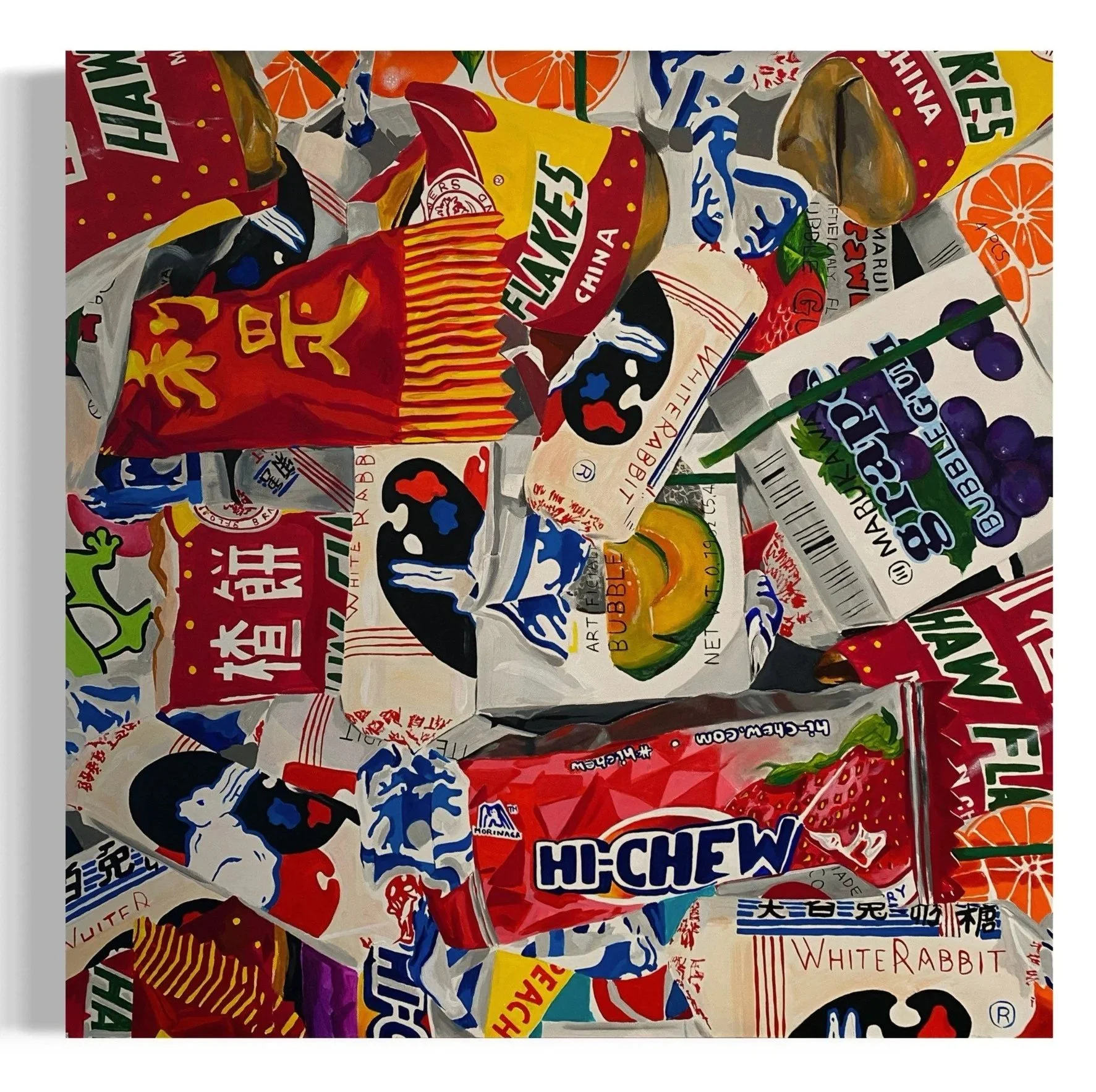 Asian Mix Candy. 36x36 inches. Acrylic on Canvas. 2024