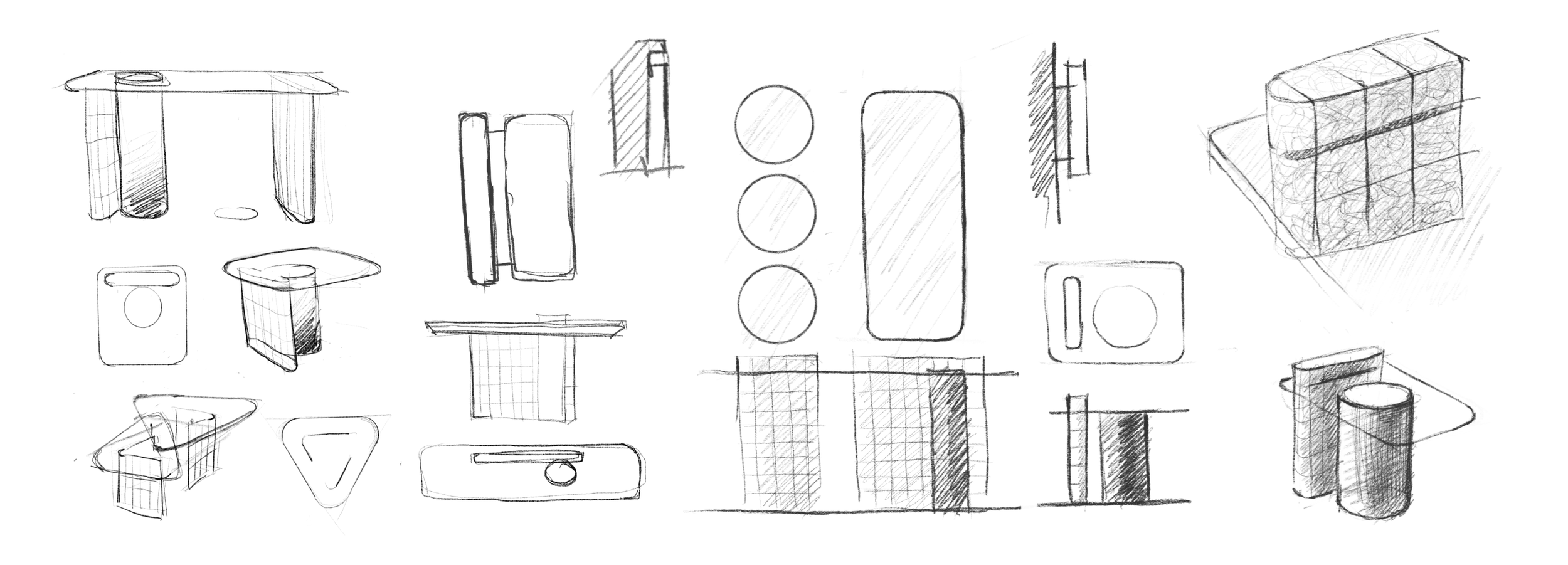 Sketches and concept drawings for the Square Collection by Jenny Ly Studio, showing early design development and material studies