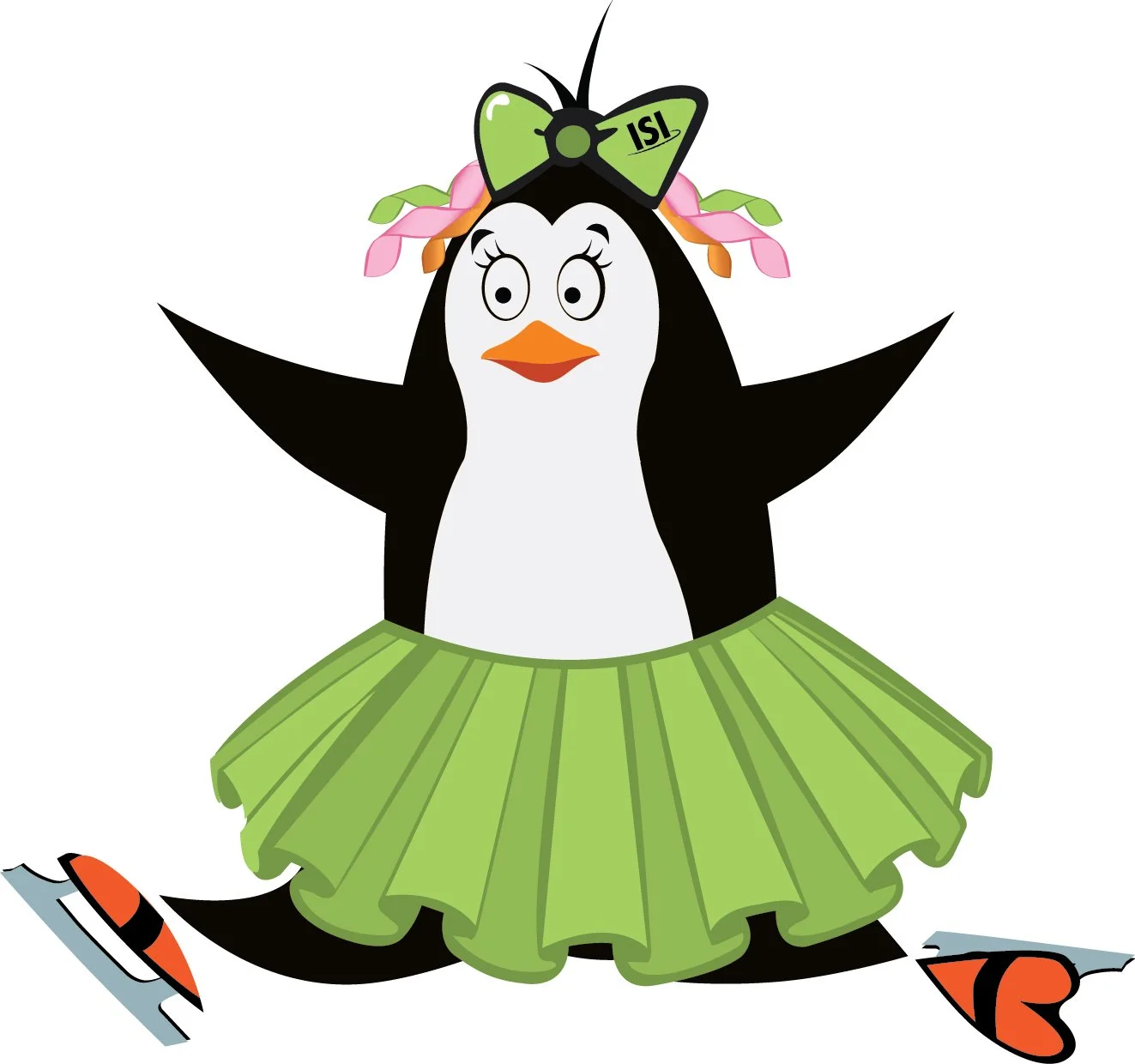 Twizzle the Penguin doing a split jump