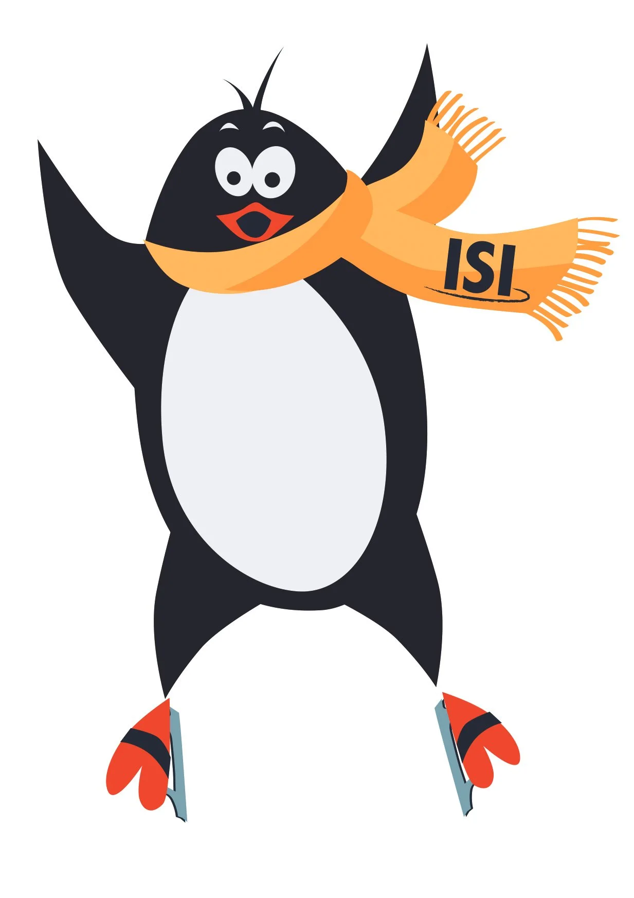 Flip the Penguin jumping in the air